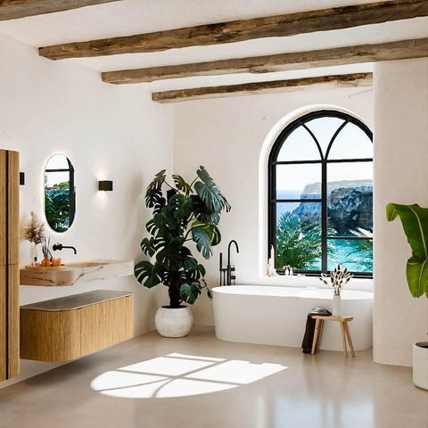MONDIAZ THOR-DLUX 120cm badmeubel ronding links + rechts kleur Oak met 1 lade en 2 deuren. Vrijhangende wastafel CLOUD Midden zonder kraangat kleur Arena. SW1463412