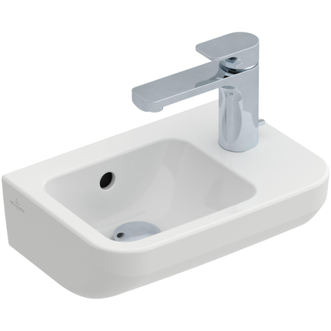 Villeroy & Boch Architectura fontein - 36x26cm - 1 kraangat rechts - met overloop CeramicPlus - White Alpine (glans wit) SW68794