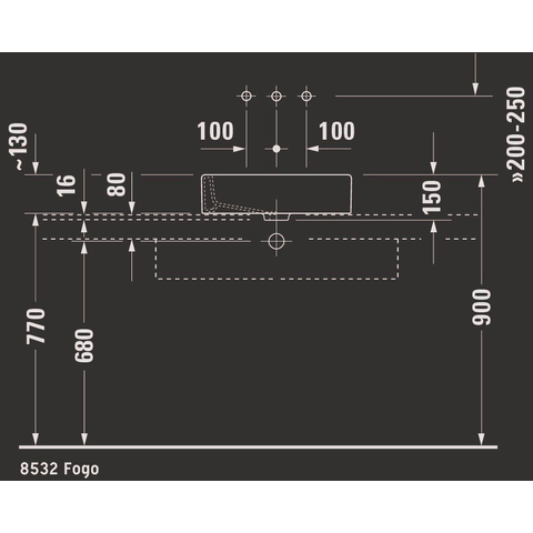 Duravit Vero Opbouwwastafel - geslepen - zonder kraangat - zonder overloop - 50x38cm - met wondergliss - inclusief bevestiging - glans wit 0291342