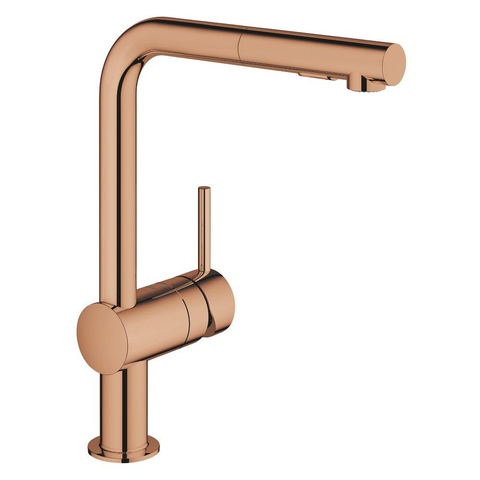 GROHE Minta Mitigeur de cuisine bec L avec mousseur extractible Dual Spray Warm sunset brillant (cuivre) SW354678