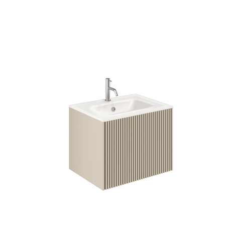 Crosswater Limit Badkamermeubelset - 60x45x45cm - 1 lade - glazen wastafel - warm stone (beige) SW1126144