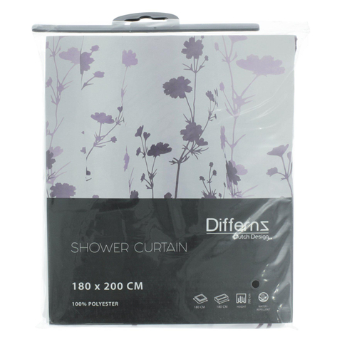 Differnz Rideau de douche Folia Polyester 180x200cm Blanc/ Violet SW471237