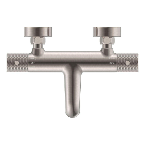 Wiesbaden Ribbd Thermostatische badmengkraan hartafstand 15cm - PVD - geborsteld staal (RVS) SHOWROOMMODEL SHOW27019