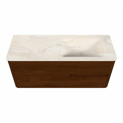 Mondiaz CIRO-DLUX Badkamermeubelset - 120x45x50cm - Solid surface wastafel Ostra - 1 wasbak Rechts - 1 kraangat - 2 lades - Ruby SW1531838