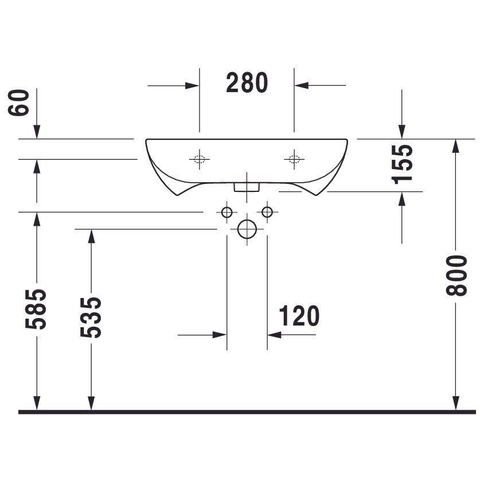 Duravit D-code - D-Code - Vital - wastafel - met overloop - met kraanvlak - 600x550 mm - wit - barriërevrij - wit 0295860