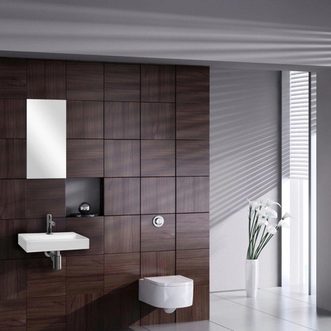 Differnz lavabo compact en céramique 38x7x24cm 1 trou de robinetterie blanc SW21912