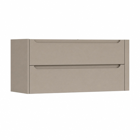 H&R Badmeubelen Juice Meuble sous vasque - 120x45x50cm - angle droit arrondi - 2 tiroirs - poignée intégrée - Olive SW1489680
