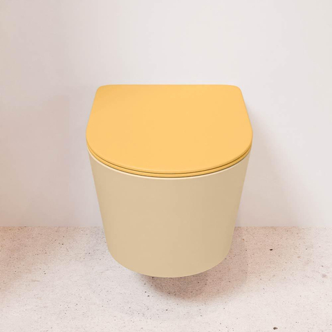 Mondiaz LAVIE WC suspendu – sans bride – 36 x 53 cm – avec abattant softclose – Sand (beige), abattant Ocher (jaune) SW1208682