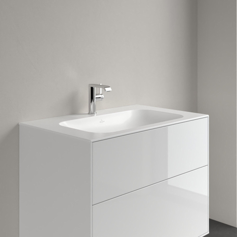 Villeroy & Boch finion meubelwastafel - 1 kraangat - 80x50cm CeramicPlus - zonder overloop - Stone White (mat wit) SW209572