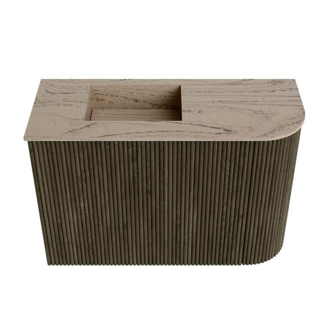 Mondiaz JOYA-DLUX 61.6cm toiletmeubel - ronding rechts kleur Shadow - Wastafel FAYE positie Links 1 kraangat kleur Arena. SW1426250