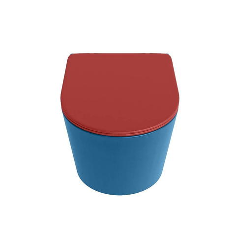 Mondiaz LAVIE WC suspendu – sans bride – 36 x 53 cm – avec abattant softclose – Jeans (bleu), abattant Fire (rouge) SW1208618