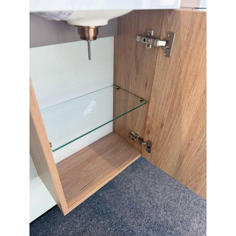 FugaFlow Eccelente Arredo Ensemble meuble de toilette - 40x65cm - 1 porte - 1 trou de robinet - droite - lave-mains pierre naturelle foncée - blanc mat SW1522197