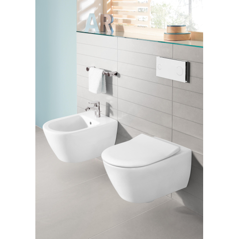 Villeroy & Boch Subway 2.0 wandbidet - 56.5x37.5x28cm - met overloop - White Alpine (glans wit) 0124040