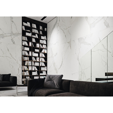 Terravito Alpuro carreau mural et de sol - 60x60cm - 9mm - carré - rectifié - effet marbre - blanc/noir mat SW359784