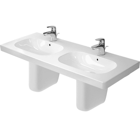 Duravit D-code Dubbele wastafel - 120x49cm - met 2 kraangaten - met overloop - wit GA89091