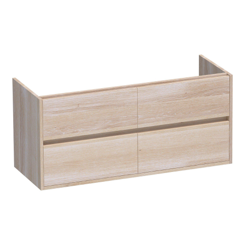 BRAUER Adore meuble sous-lavabo - 120x46x55cm - 4 tiroirs softclose - sans poignées - 2 découpes pour siphon - chêne massif - chêne à lamelles blanc SW223405