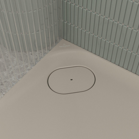 Villeroy & Boch Ecora douchebak - 80x80x3.5cm - hoekafvoer - almond (beige) SW1558976