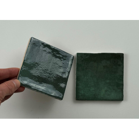 ÉCHANTILLON Terravito Mellina Carrelage mural céramique - 10x10cm - 8mm - Vert foncé SW1474991