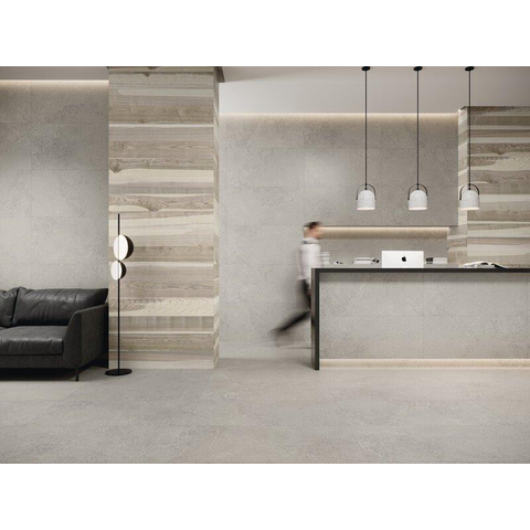 Terravito Allora carrelage mural et de sol - 60x60cm - rectifié - effet béton - Pearl mat (gris) SW1122806