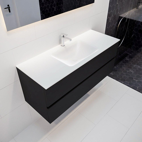 MONDIAZ VICA Ensemble de meuble salle de bain - 120cm - 2 tiroirs - lavabo Cloud central - 1 trou de robinet - solid surface urban SW410251