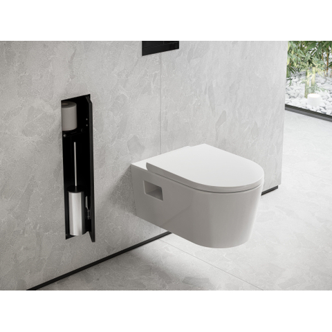 Hansgrohe XtraStoris Rock Porte-brosse WC - tablette - porte carrelable - noir mat SW1590297