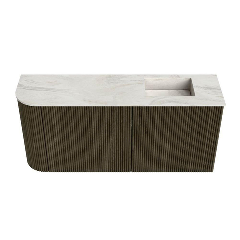 Mondiaz JOYA-DLUX 91.6cm toiletmeubel - ronding links kleur Shadow - Wastafel FAYE positie Rechts 1 kraangat kleur Ostra. SW1423034
