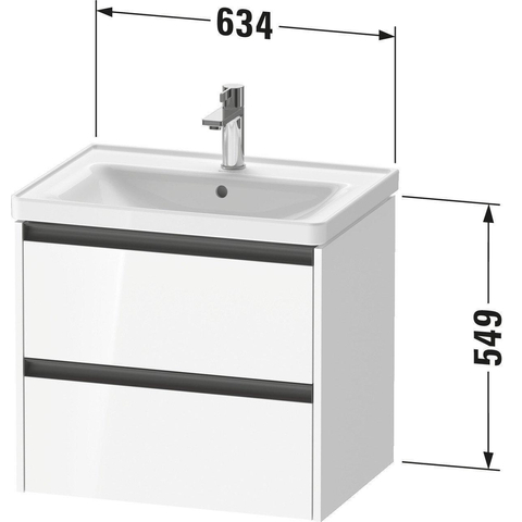 Duravit Ketho.2 Wastafelonderbouwkast - met 2 laden - 63.4x45.5x54.9cm - met grepen antraciet - natuur eiken mat SW772012