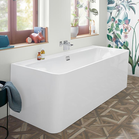 Villeroy & Boch Collaro bain semi-autoportant bain semi-autoportant - 180x80cm - rectangulaire trop-plein or Acrylique Blanc Brillant SW354244