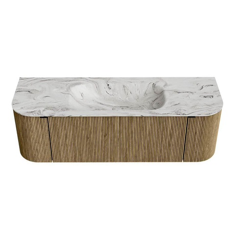 Mondiaz KURVE-DLUX Ensemble meuble de salle de bains - 140x46x40cm - 1 tiroir - 2 portes - lavabo solid surface - central - sans trou de robinet - Dusk SW1415469