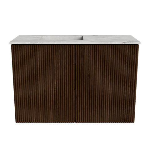 Mondiaz JOYA-DLUX 60cm toiletmeubel - kleur Walnut - Wastafel FAYE positie Links Zonder kraangat kleur Glace. SW1422353
