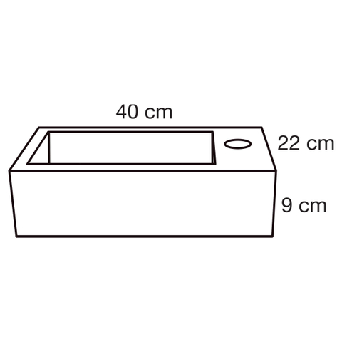 Differnz Hura lave-mains - 40x22x9cm - béton - 1 trou robinet - sans bonde - gris SW1236901
