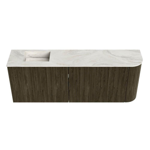 Mondiaz JOYA-DLUX 111.6cm toiletmeubel - ronding rechts kleur Shadow - Wastafel FAYE positie Links 1 kraangat kleur Ostra. SW1423075