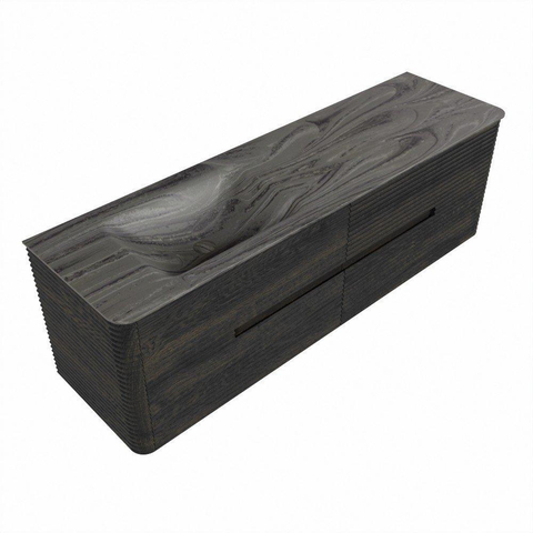 Mondiaz CIRO-DLUX Ensemble de meubles de salle de bains - 160x45x50cm - plan vasque en solid surface Sombra - 1 vasque à gauche - sans trous de robinetterie - 4 tiroirs - Shadow SW1532789