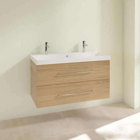 Villeroy & Boch Avento wastafelonderkast - 97.6x51.4cm - 2 lades - Nordic Oak (hout) SW479510