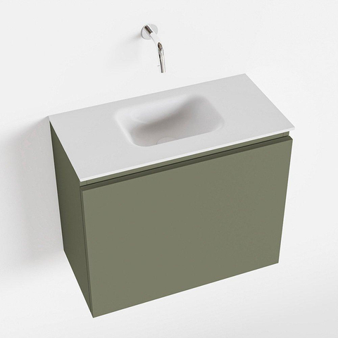 MONDIAZ OLAN Toiletmeubel 60x30x40cm met 0 kraangaten 1 lades army mat Wastafel Lex midden Solid Surface Wit SW473318