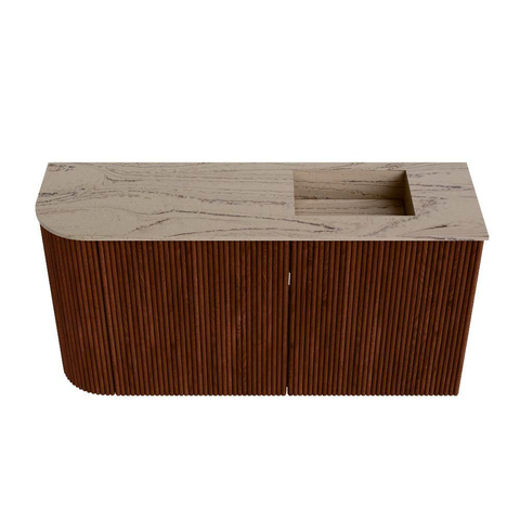 Mondiaz JOYA-DLUX 81.6cm toiletmeubel - ronding links kleur Ruby - Wastafel FAYE positie Rechts Zonder kraangat kleur Arena. SW1425307