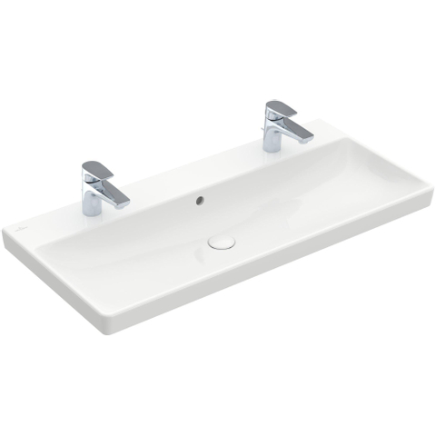 Villeroy & Boch Avento meubelwastafel - 100x47cm - 2 kraangaten - met overloop - White Alpine (glans wit) SW59853