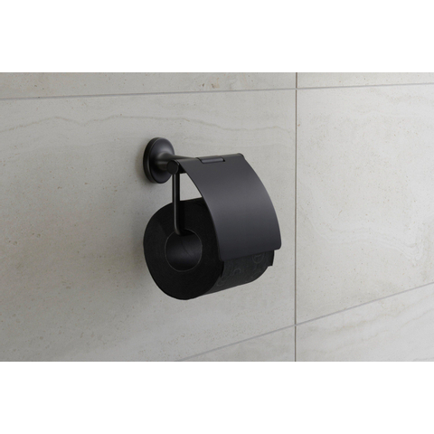 Duravit Starck T Toiletrolhouder - met klep - mat zwart SW297081