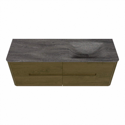 Mondiaz CIRO-DLUX Meuble de salle de bains avec lavabo - 140x45x50cm - Plan vasque solid surface Oza - 1 vasque à droite - 1 trou de robinet - 4 tiroirs - Dusk SW1533283