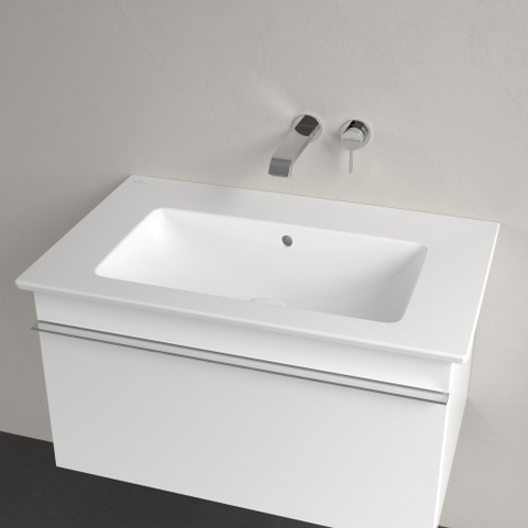 Villeroy & Boch venticello meubelwastafel - 800x500mm - met kraangat - met overloop CeramicPlus - White Alpine (glans wit) 1025143