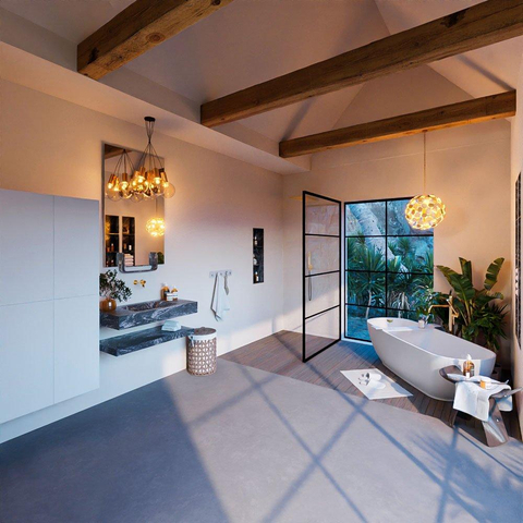 Mondiaz ALAN-DLUX Ensemble de meuble - 90cm - meuble Lava mat - 0 tiroirs - Lavabo Cloud Lava suspendu - vasque Centre - 0 trous de robinet SW809233