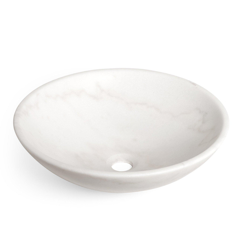 Saniclass Arino Vasque à poser 42x14cm marbre rond blanc SW213531