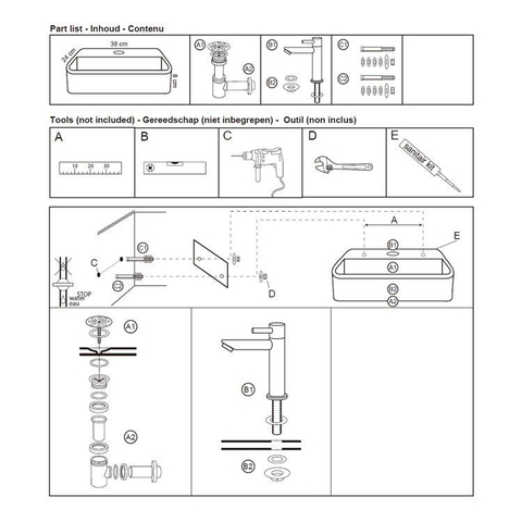 Differnz Ovale set lave-mains 38x7x24cm complet Blanc SW21910