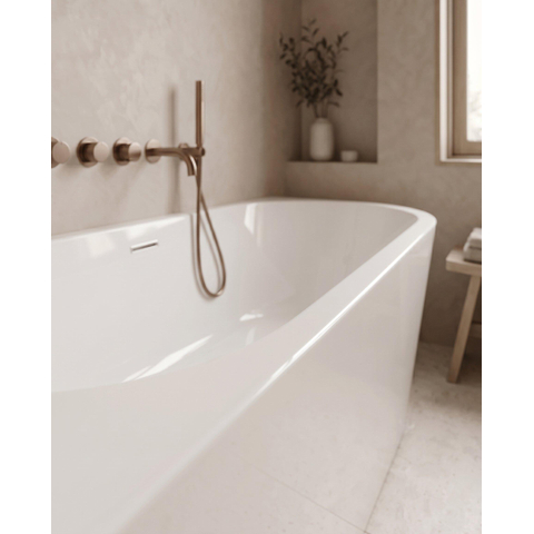 ZEZA Grand Baignoire semi-îlot d'angle - gauche - 180x80x58cm - avec une bonde- acrylique - blanc brillant SW1030592