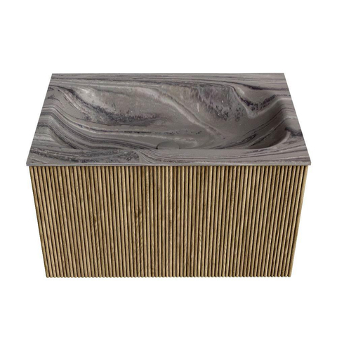 MONDIAZ KURVE-DLUX Meuble de salle de bains 70 cm couleur Dusk avec 1 tiroir et 0 porte. Lavabo BIG SMALL Central sans trou de robinetterie Sombra. SW1433836