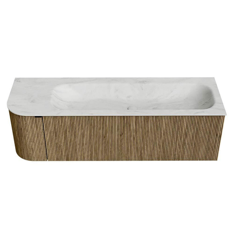 Mondiaz KURVE-DLUX ensemble de meuble de salle de bains - 145x46x40cm - 1 tiroir - 1 porte - lavabo solid surface - droite - sans trou de robinet - Dusk SW1414947