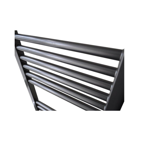 Sanicare Elektrische Radiator - 111.8x45cm - 596W - design - thermostaat - chroom - rechtsonder - gunmetal (antraciet) OUTLETSTORE STORE44358