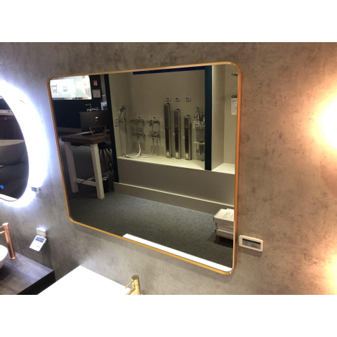 Royal plaza Intent spiegel rechthoekig ronde hoeken 80x80 mat goud SHOWROOMMODEL SHOW25857