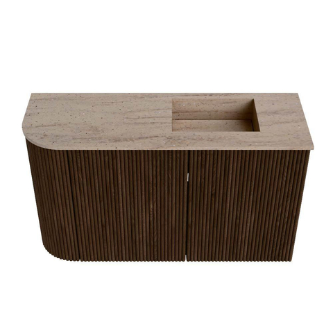 Mondiaz JOYA-DLUX 71.6cm toiletmeubel - ronding links kleur Walnut - Wastafel FAYE positie Rechts 1 kraangat kleur Saba. SW1424668