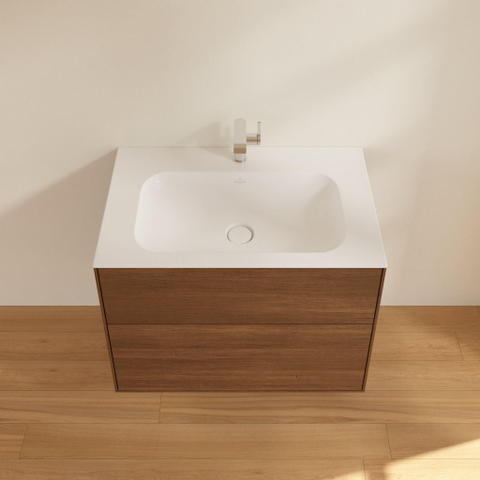 Villeroy & Boch finion wastafelonderbouwkast - met 2 ladenen - 79.6x59.1x49.8cm - voor meubelwastafel - 4164 80/81/84 - Walnut Veneer (mat hout) SW106676